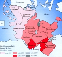 Die Grafik gibt einen guten Eindruck über das heute noch auffällige Süd-Nord-Gefälle der Besiedlung des Landes