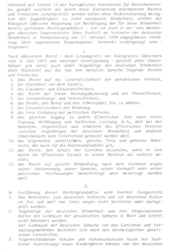 Quelle: "Die Bonn-Kopenhagener Erklärungen von 1955 - Zur Entstehung eines Modells für nationale Minderheiten" Grenzverein, Flensburg, 1985, S. 122 ff.: