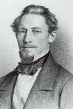 <b>Wilhelm Bauer</b> auf einer Lithographie von 1860 - brandtaucher1