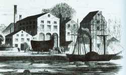 Der "Brandtaucher" wird am 18.Dezember 1850 aus der Maschinenfabrik von Schweffel & Howaldt in Kiel auf der Rosenwiese am Eisenbahndamm zu Wasser gebracht