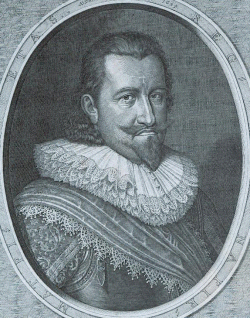 Christian IV. 1629 auf einem Stich von Simon de Passe