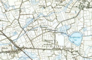 Nochmal die Kolonie "Friedrichsau" östlich von Jübeck: der König, seine Familie, Minister und Beamte standen Pate für die bis heute erhaltenen Namen. Per Mausklick wird die Karte größer dargestellt.