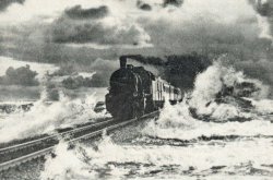 Der Hindenburgdamm bei Sturmflut