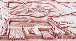 Schematische Darstellung des Torfabbaus zur Salzgewinnung in den Utlanden
