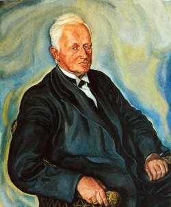 Pastor Johannes Schmidt-Wodder auf einem Ölgemälde von A. Paul Weber. Er wandte sich früh gegen den deutschen Zwangskurs. Nach der Abstimmung 1920 organisierte Schmidt-Wodder den Aufbau der deutschen Volksgruppe in Nordschleswig.