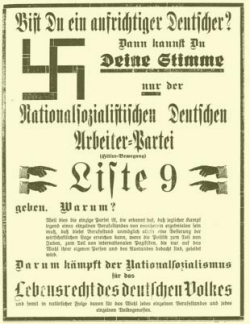 Anzeige der NSDAP im „Dithmarscher Boten“ vom 14. November 1929
