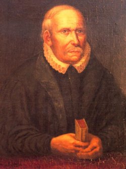 Harmen Tast (so die niederdeutsche Form) auf einem Gemälde von Richard von Hagn, das bis heute in der Hermann-Tast-Schule in Husum hängt