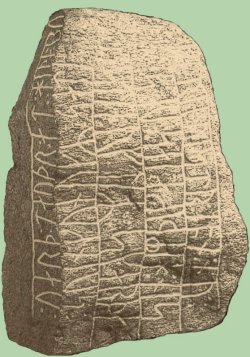 Südlich von Busdorf wurde 1857 der sogenannte "Skarthi-Stein" entdeckt. König Sven Gabelbart (988 - 1014) ließ ihn als Denkmal für einen gefallenen Gefolgsmann setzten. Die Runeninschrift lautet übersetzt: "König Sven setzte diesen Stein für Skarthe, seinen Gefolgsmann, der nach Westen fuhr, aber nun bei Haithabu fiel." Im Umfeld von Haithabu wurden zusammen vier Runensteine gefunden