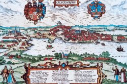 Ansicht von Schleswig 1584 bevor die Stadt zu einer "combinirten" zusammenwuchs