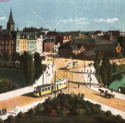 Die Tram war in den großen Städten scheinbar allgegenwärtig: Ausschnitt aus einer Kieler Postkarte von 1920