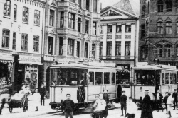 Hochbetrieb der "Elektrischen" 1907 in Flensburg