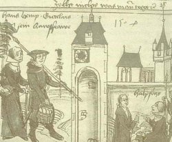 Ein Bauernpaar bringt Agrarprodukte in die Stadt. Waren, die zum Markt getragen werden konnten, waren vielerorts vom Zoll befreit
