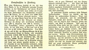 Die ‚Schleswig-Holsteinischen Provinzialberichte’ vermelden November 1832 den Einsatz der ersten Dampfmaschine in Flensburg