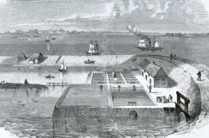 Die "fiskalischen Austernbecken" im Porrenkoog vor den Toren Husums: Nachdem sie 1910 stillgelegt waren, entstand dort das erste Flutkraftwerk der Welt