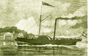Die neue Zeit kündigt sich an: seit 1819 pendelte der in Schottland gebaute Dampfer „Caledonia“ in nur 16 Stunden von Kiel nach Kopenhagen